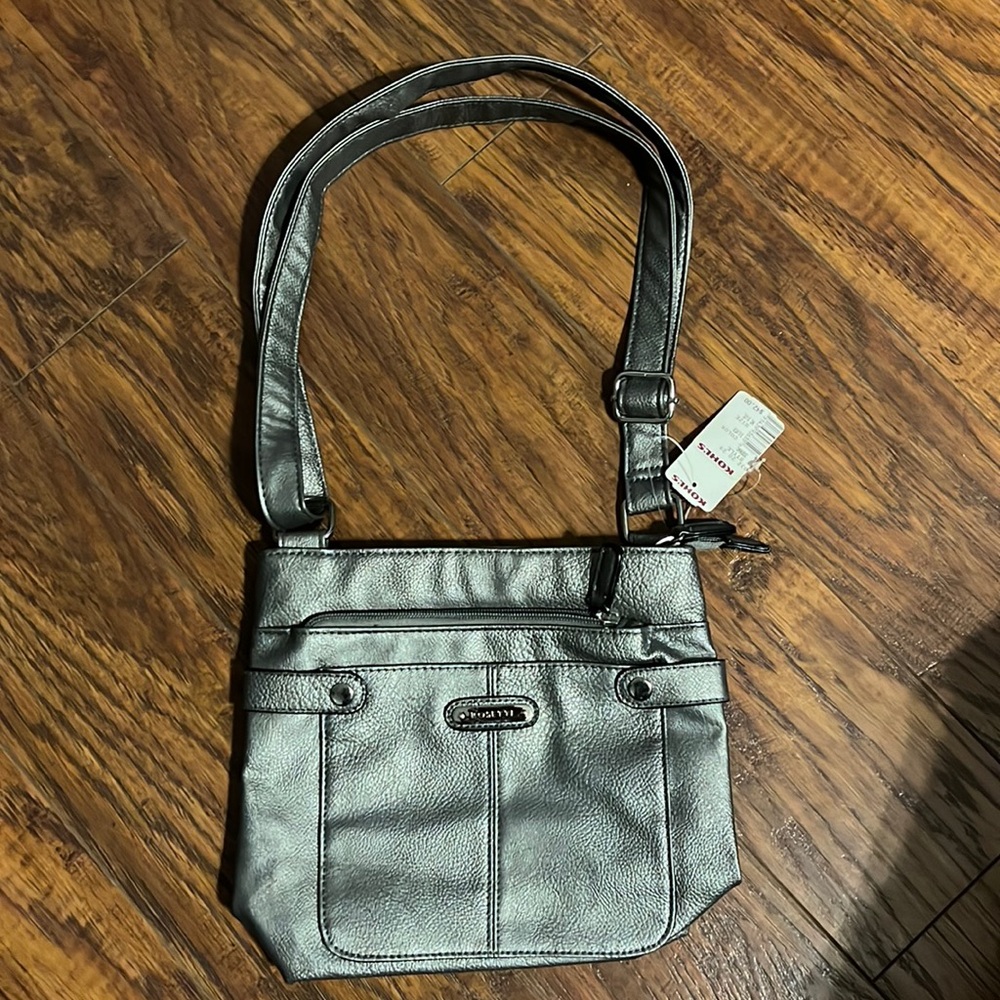 Rosetti Silver Faux Leather Crossbody Purse- NWT